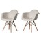 Fabulaxe Mid-Century Modern Style Fabric Lined Armchair with Beech Wooden Legs, White, PK 2 QI004325.WT.2 - alternate 1